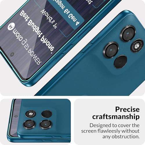Image of FIRST MART Tempered Glass for Motorola G57 Power 5G with Black Camera Ring Guard & Installation Kit | HD Clear Edge-to-Edge Screen Protector, Scratch Resistant, Case-Friendly | Pack of 1