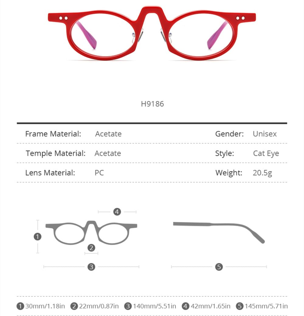 MUTYNE Acetat Brillengestell Damen Vintage Retro Kleine Ovale Brillen Herren Brillen Brillen