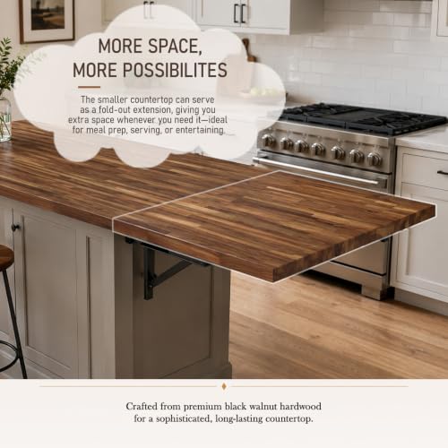 Image of CONSDAN Butcher Block Counter Top, Walnut Solid Hardwood Countertop, Wood Slabs for Kitchen, Reversible, Both Side Polished, Prefinished with Food-safe Oil, 1.5 inch Thickness, 24 inchx25 inch