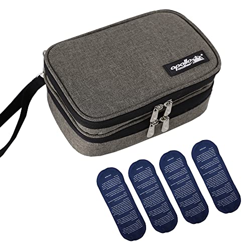Image of apollo walker Insulin Cooler Travel Case with Ice Packs and Insulation | TSA Approved Includes 2 x 90g ice packs for 9-hour cooling insulin pens & syringes for Diabetics to Carry (Gray)