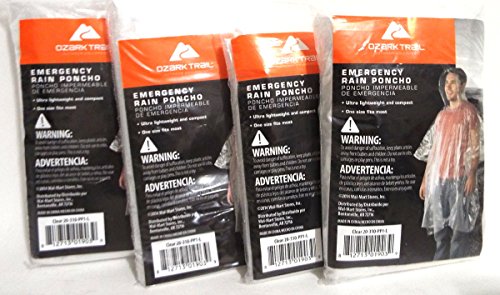 Ozark Trail Emergency Rain Poncho Clear (4-Count)