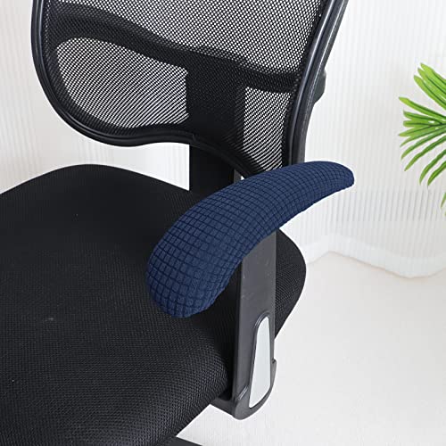 Image of FORCHEER Office Chair Armrest Covers Stretchable Water Resistant Spandex Stretch Jacquard Elastic Band Computer Office Chair Arm Pad Covers Chair Slipcover for Desk Chairs Arm 2P-Navy Blue