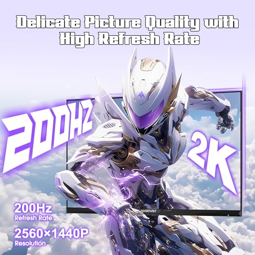 Image of Amzfast 27 inch 1440P 200Hz /180Hz White Gaming Monitor, 2K QHD (2560 x1440),MPRT 1ms Fast IPS | HDR400 & TUV Rheinland Eye Care & 12 Months Exchange (HDMI & DP Cable)
