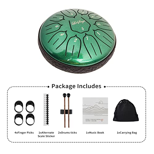 LeSage Tambor de língua de aço para adultos, 15 cm, 11 notas, meditação, tambor de relaxamento, tera