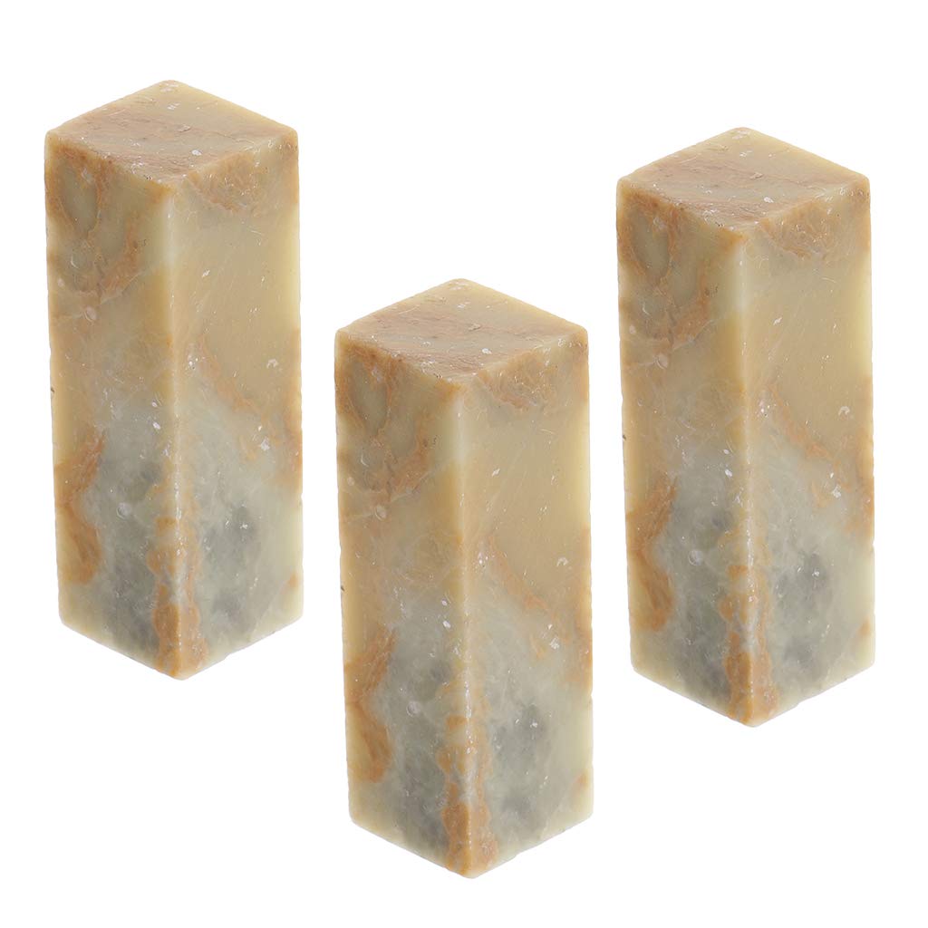 Fityle 3 Pieces DIY Handcrafts Chinese Seal Carving/Chinese Chops - Chinese Seal Stamp - Natural Qingtian Stone