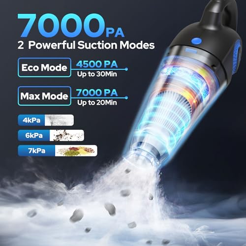 Image of COSTAR Vacuum Cleaner for Car Use Wet and Dry 2 in 1 Cordless Mini Vacuum Cleaner Home Dust Portable 7000pa Powerful Suction, 4 Nozzles,Washable Filter, USB Rechargeable