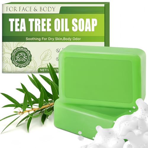 NovaCharm Tea Tree Oil Soap Bar for Face & Body, Natural Tea Tree Soap for Oily Skin, Deep Cleansing Bar Soap Helps Remove Odor & Impurities, Refreshing Botanical Scent, 1 Bar