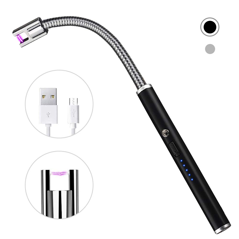Lixada Candle Lighter,360?Longer Flexible Neck USB Rechargeable Lighter,Square Electric Arc Lighter with LED Battery Display Safety Switch,for Travel Camping Hiking Cooking BBQs Fireworks