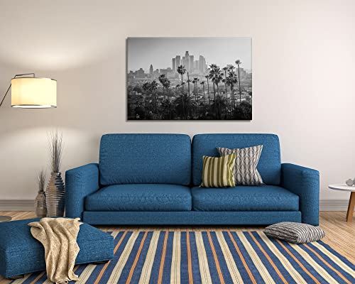Los Angeles Wall Art Black And White City Framed Canvas Wall Decor For Home Living Room Office Poster California Skyline Picture Painting Ready To Hang(36X24 Inches) #TOP2