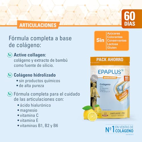 EPAPLUS Articulaciones - Colágeno en Polvo, Doypack 60 días - Limón - Con Ácido Hialurónico, Magnesio y Vit. B1, B2, B6, C y E - 663 g - Image 3