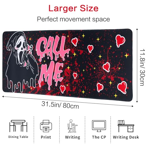 Image of Large Gaming Mouse Pad 31.5 x 11.8in Desk Mat for Office Mousepad Anti-Skid Rubber Base Soft Comfortable and Durable Desk Pad (Black)