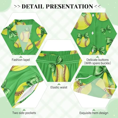Image of Womens Silk Satin Pajamas Set Western Theme Womens Short Sleeve Shorts Set 2 Piece Sleepwear Lounge Set S-XXL