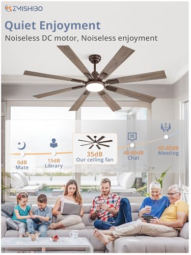 Image of ZMISHIBO 62 inch Oil Bronze Farmhouse Ceiling Fan with Light and Remote, Indoor /Outdoor Rustic Brown Ceiling Fan for Living Room Patio, 6 Speed Reversible Quiet DC Motor, 3 CCT, Dual Finish 8 Blades