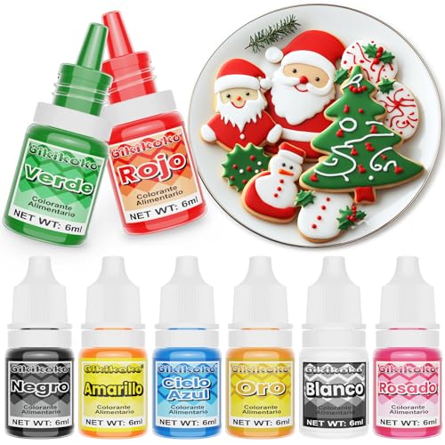 Colorante Alimentario - 8 Colores Colorantes Alimentarios Reposteria, Colorante Alimentario Gel Alta Concentración para Fondants Pasteles Glaseado Galletas Rosquillas Macarons - 6ml