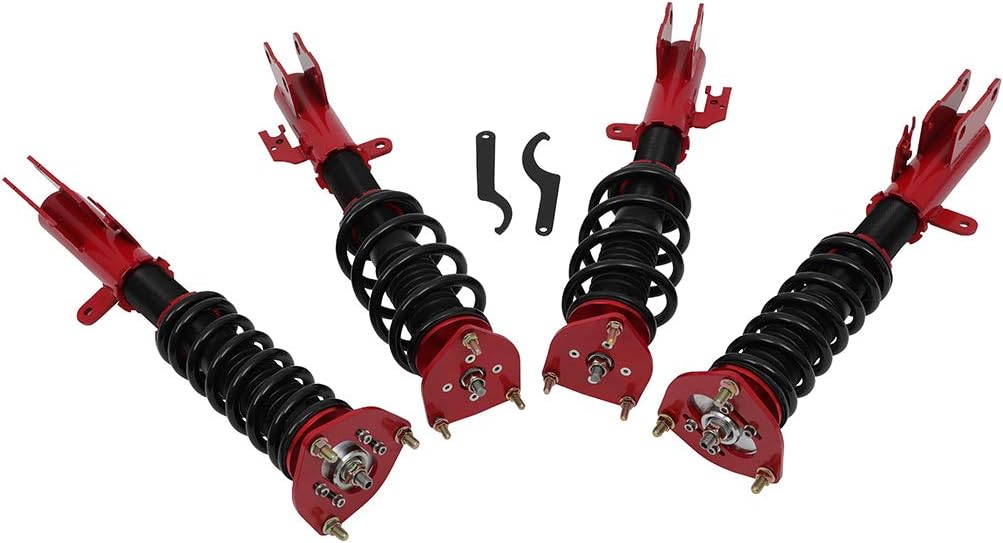 Adjustable Height Coilovers Struts Front And Rear Fit for 1992-2001 for Lexus ES300 /1995-2003 for Toyota Avalon /1992-2001 for Toyota Camry Coil Spring Over Shock (Set of 4) - Red