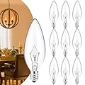 Transparent Candle Light Bulbs for Chandeliers, 40W 120V E12 C32 Base CTC Chandelier Candle Bulbs Torpedo Shaped Decorative Incandescent Dimmable Light,Ceiling Fan Lights, Pendants, Fireplace (E12)