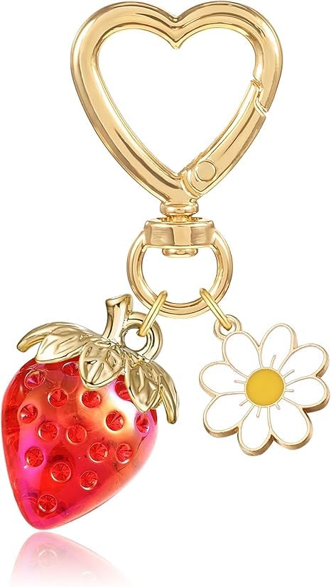 Elegant Bag Charms For Women – Strawberry Bag Charms for Handbags & Bracelet Charm – Keychain For Women Bag Accessories Cute Key Ring For Woman
