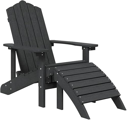 Miniatura 3 de Silla Adirondack para patio con reposapiés HDPE antracita al aire libre Patio al aire libre Sillas para Comedor Silla de jardín para patio, terraza,