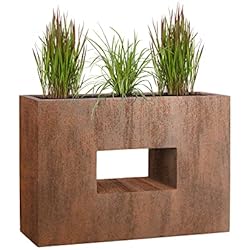 Macetas Fibra De Vidrio Baratas Pflanzwerk® Jardinera Fibra de Vidrio Vista Rejilla Moreno 52x75x27cm *Maceta a Prueba de heladas* *Protección UV* *Calidad Europeo*