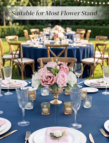 BLOSMON Fake Flower Wedding Decorations: 10 Pcs Dusty Pink Rose Flower Balls Table Centerpiece Decor - Artificial Silk Floral Bouquet Arrangement for Birthday Party Baby Shower Hom image 6