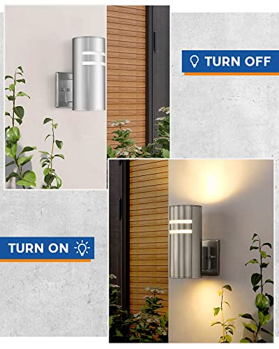 Tengxin Outdoor Wall Light Fixture, Modern Outdoor Wall Sconce With Stainless Steel Cylinder,E26 Socket,Ip65 Waterproof,Ul Listed. （Brushed Nickel ） #TOP1