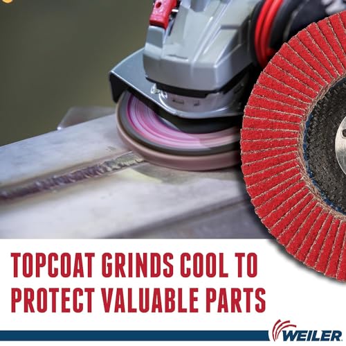 Image of Weiler 50100 Saber Tooth 7 /8 inch Arbor, 4-1 /2 inch Diameter, 36 Grit, Ceramic, Phenolic Backing, Angled Abrasive Flap Disc (Pack of 10)