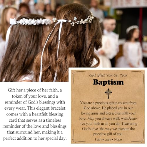 Pearl Cross Charm Bracelet for Girls, Baptism First Communion Easter Confirmation Gifts for Teens Girls Kids, Catholic Religious Christian Jewelry for Teens Goddaughter2