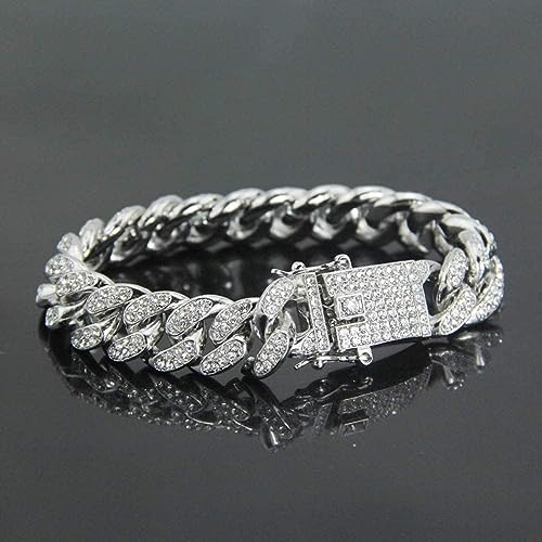 Apzzic AZWT02-SXBA Men’S Diamond Watch Iced Out Watchs Cz 18K Gold Plated Cuban Link Watch Square Dial Quartz Wristband Analog Wrist Watch With Cuban Link Bracelet thumb #2