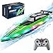 JOI MEW RC Boat with LED Lights for Kids, 2.4Ghz Remote Control Racing Boats for 8-12,Toy Water Boat for Pools & Lakes with Waterproof,Rechargeable Battery, for Boys Girls Green