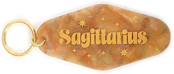 Astrological Leo Zodiac Sign Acrylic Keychain with Gold Stars
