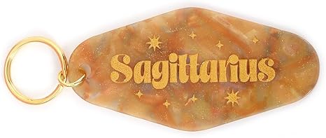 Astrological Leo Zodiac Sign Acrylic Keychain with Gold Stars