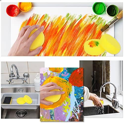 12 Pcs Yellow Round Painting Sponges Synthetic Artist Sponges Face Painting Sponges Applicator Watercolor Pottery Sponges For Throwing Acrylic Paint Crafts Ceramics Household Use And More(2.8 Inch) #TOP6