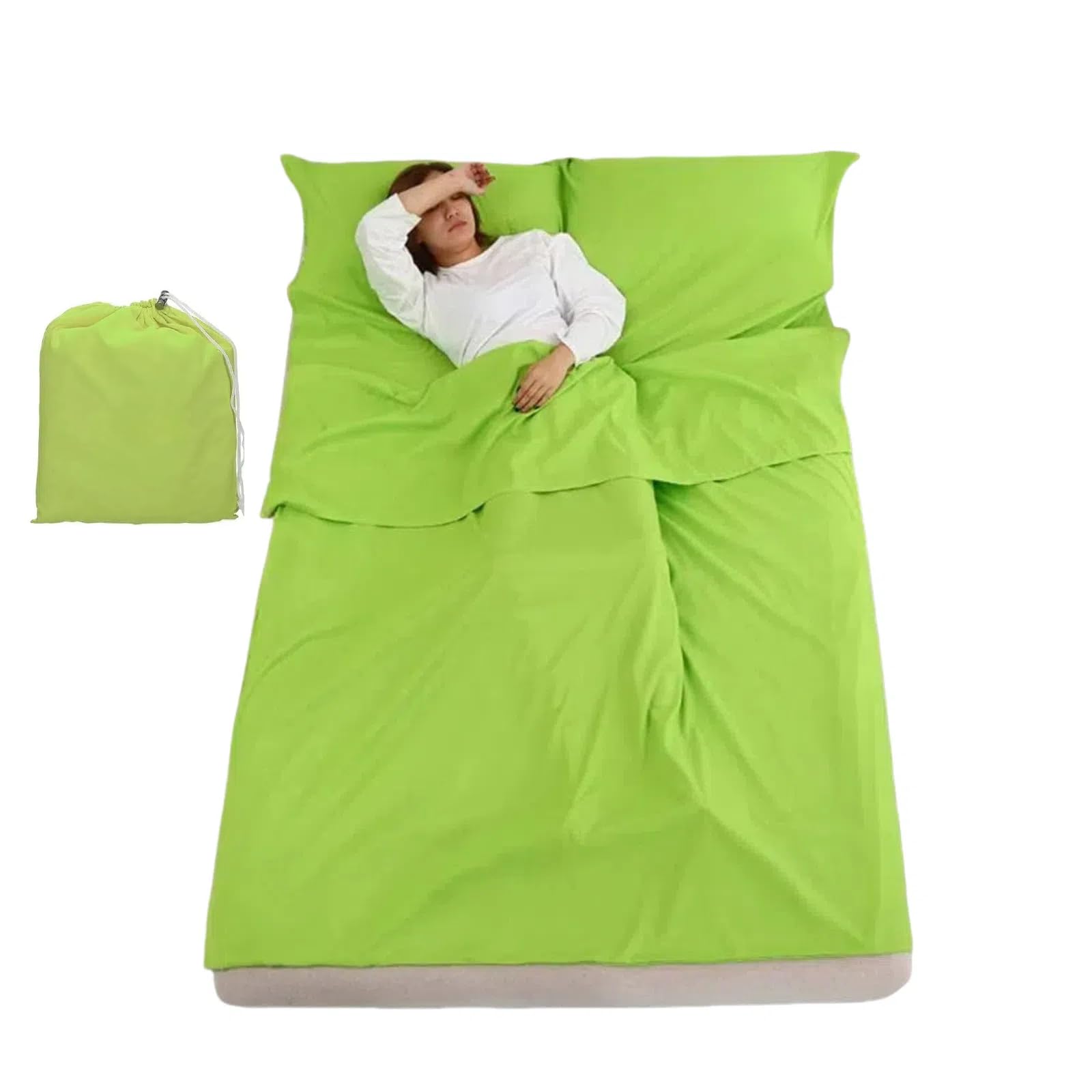 THE WHITE SHOP Sleeping Bag Liners Lightweight Travel Camping Sheet Sleep Bag Liner Adults Lightweight Warm Weather Hotel Compact Portable Sleeping Sack Indoor Outdoor Hostels Traveling Backpacking