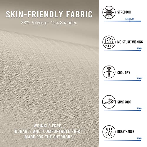 Outdoor Ventures Men's Upf 50+ Uv Sun Protection Spf Hiking Shirt Long Sleeve Lightweight Quick Dry For Safari Travel Fishing Khaki #TOP4