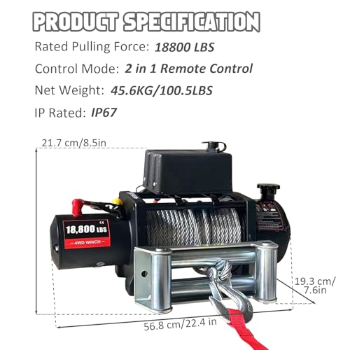 Winche Eléctrico Heavy Duty 13800lbs 12V 6.5HP Motor IP67 miniatura 5