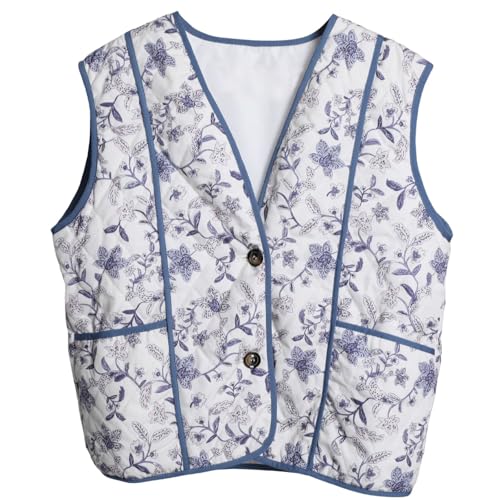 Athlisan Womens Cropped Puffer Vest Lightweight Button Down Padded Gilet Outwear with Pockets