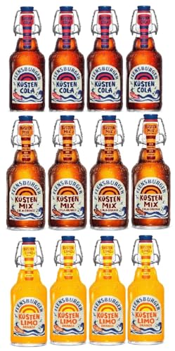 12 Flaschen Flensburger Küsten Mix aus 3 Sorten (4x Cola, 4x Orange, 4x Cola Orange) a 0,33 L inkl. MEHRWEGPFAND + Space Keks gratis a 45 g von Onlineshop Bormann