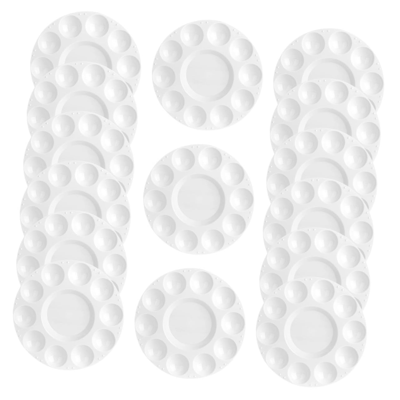 MUELODSIC 15pc Plastic Mixing Plates Painting Trays Pigment Trays Art Space-Saving for Outdoor Sketching