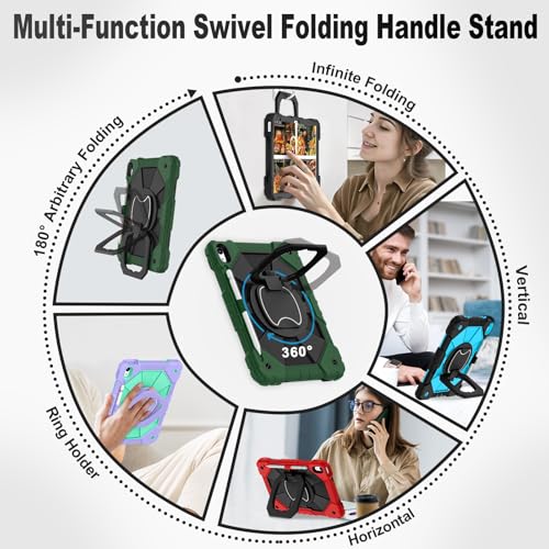 Image of WESOROL Case for iPad (A16) 11th /10th Generation 2025 /2022 with Screen Protector Rotating Stand Pencil Holder iPad Case 10th Generation Shockproof Cover for iPad 11th /10th Gen Cases,Green Black