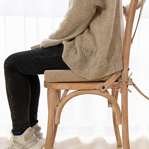 Eiury Kitchen Chair Cushions With Ties - High Density Sponge Seat Cushion And Dining Room Chair Pad 17 X 16.5 Inches Non Slip Rubber Back Seat Cover Machine Washable - Beige #TOP3