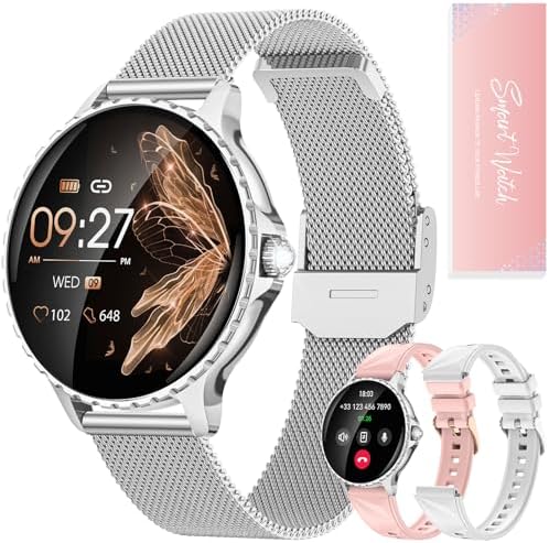 Women's Smart Watch with Calls, 1.27" HD Smartwatch 3 Straps, Dia...