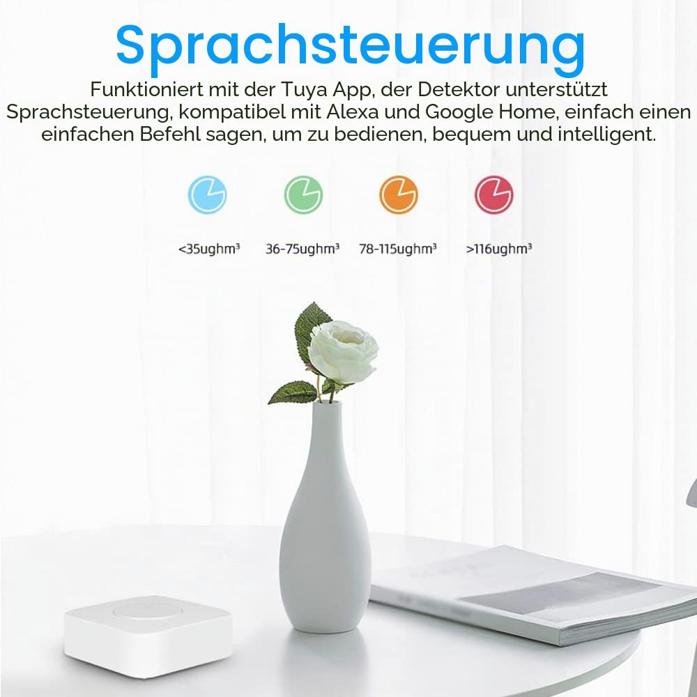 Irfora Tuya WiFi Intelligent Air Quality Monitor 6-in-1 Air Housekeeper PM2.5/Formaldehyd/VOC/CO2/Temperatur/Feuchtigkeitsdetektor Kompatibel mit Home für Home Office
