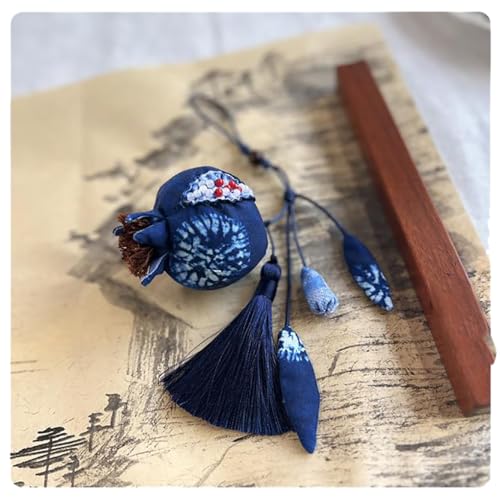 Bolsa perfumada con bordado hecho a mano azul 22x7 cm miniatura 2