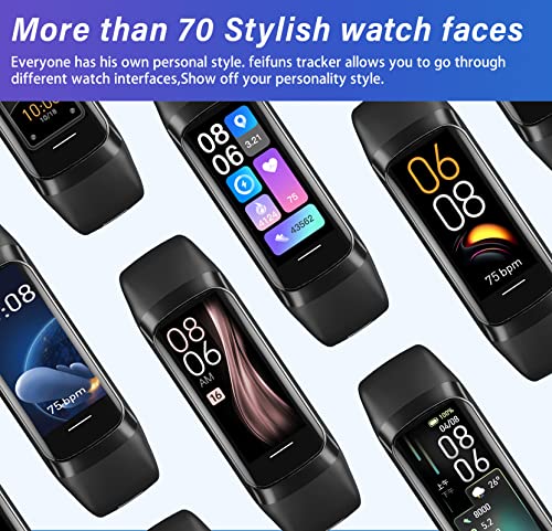 Slim Fitness Tracker For Women Men, 1.1" Amoled Screen Fitness Watch, 24/7 Heart Rate /Blood Pressure /Spo2 /Sleep Monitor, 5 Atm Waterproof Step Calorie Counter Sports Band For Ios Android #TOP3