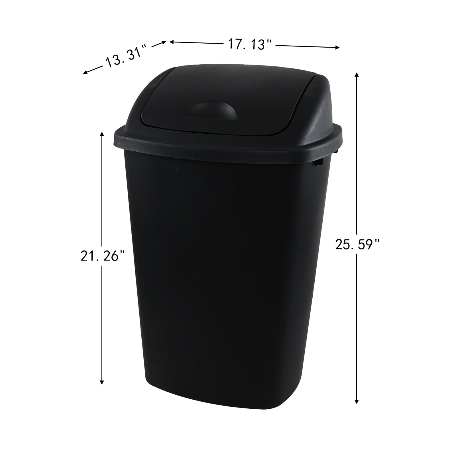 Yesdate 13 Gallon Black Outdoor Garbage Can with Swing Lid, Heavy-Duty Construction Trash Can, 4 Pack