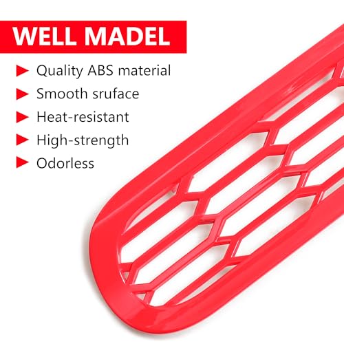 Image of Front Grill Inserts Cover Trims Mesh Grille Frame Kit Compatible with 2021 2022 2023 2024 2025 New Ford Bronco 2 /4 Door Exterior Decoration Accessories Protection Decor Decal, 6Pcs Red