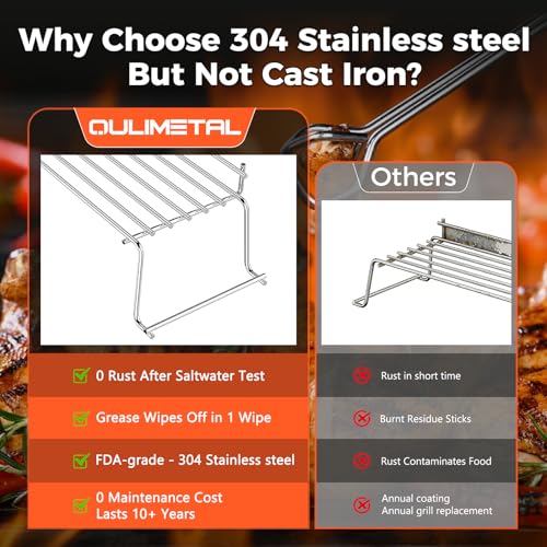 Image of QuliMetal 304 Stainless Steel Warming Rack for Weber Genesis 300 Series(2007-2016), Genesis E310, E320, E330, S310, S320, S330, Replacement for Weber 65054, 81323, 62749