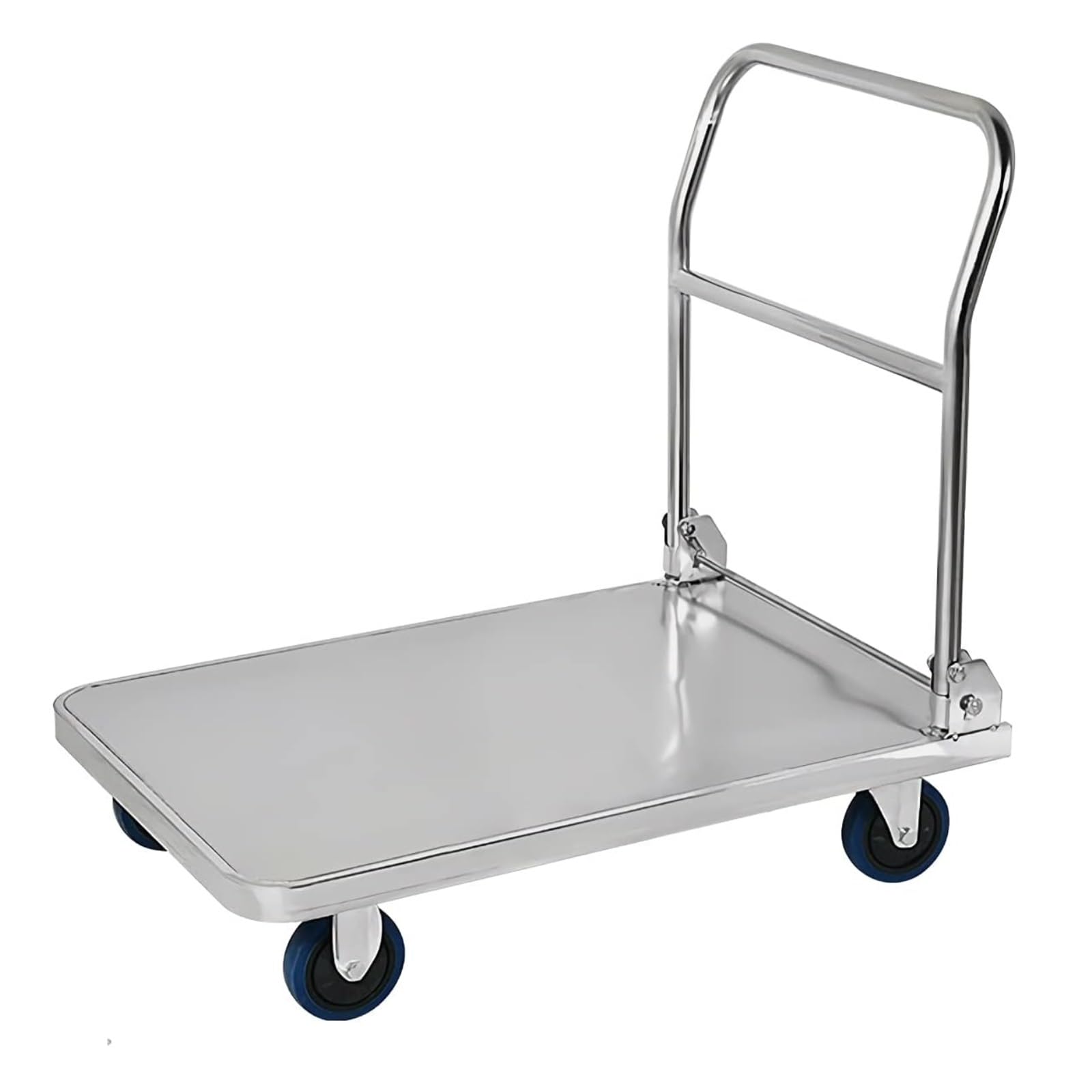 Carrello con piattaforma in acciaio inossidabile Carrello a pianale con carrello a spinta con maniglia da 400 kg con ruote girevoli con freno for lo stoccaggio carrello
