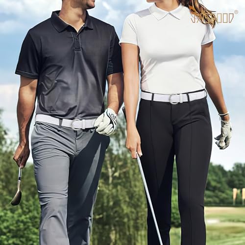Image of JASGOOD Women Men Braided Woven Elastic Stretch Waist Belt Golf Canvas Fabric Casual Belt for Jeans Pants