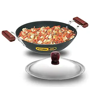 Hawkins Futura Hard Anodised Deep-Fry Pan 3.75 L, 30 cm, 4.06 mm with SS Lid and Induction Compatible Base (Black)